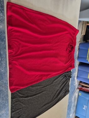2 Tickled Teal Skirts- Red And Charcoal Gray